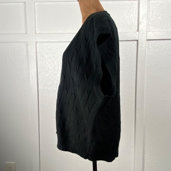 Leslie Fay Vintage Black Cable Knit Button Vest Women’s 2X Gold Button Classic - Picture 7 of 9